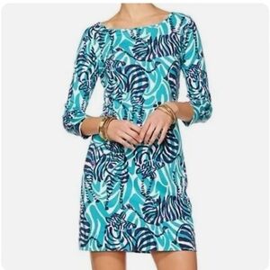 Lilly Pulitzer Marlow I’m Game Zebra Blue Pima Cotton Mini Dress